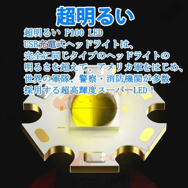 当日発送 LED ヘッドライト 超強ルーメン ヘッドライト 懐中電灯 最高輝度 最新仕様 充電式 ズーム機能 登山 夜釣り 超強力 超実用 w386B