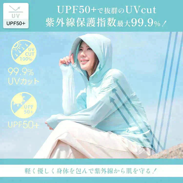 UVパーカー 「ミズイロ・Lサイズ」接触冷感・吸汗速乾・日焼防止