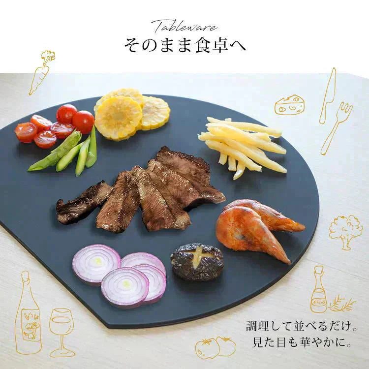 丸いまな板 「ブラック」 食洗機対応 D型まな板 耐熱エラストマー 薄型 多機能 抗菌 丸型 大きい まないた D型 丸 半円 カッティングボード 黒 グレー おしゃれ