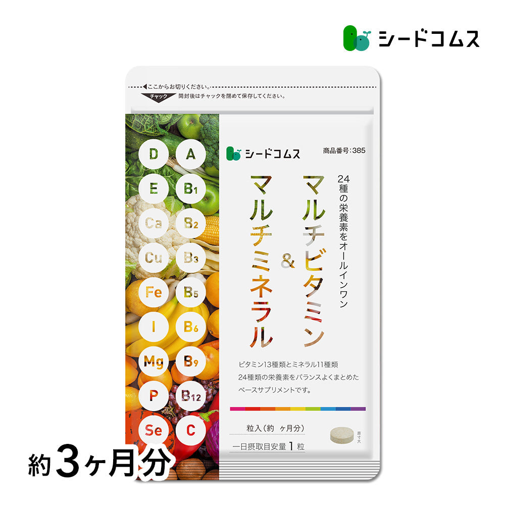 マルチビタミン&マルチミネラル《約3ヶ月分》送料無料 サプリ サプリメント 健康 美容 ビタミンA ビタミンB ビタミンC ビタミンD ビタミンE 葉酸 ナイアシン ミネラル カロテン 鉄 亜鉛 カルシウム マグネシウム 銅 ヨウ素【大容量】【カウシェファーム収穫対象商品】