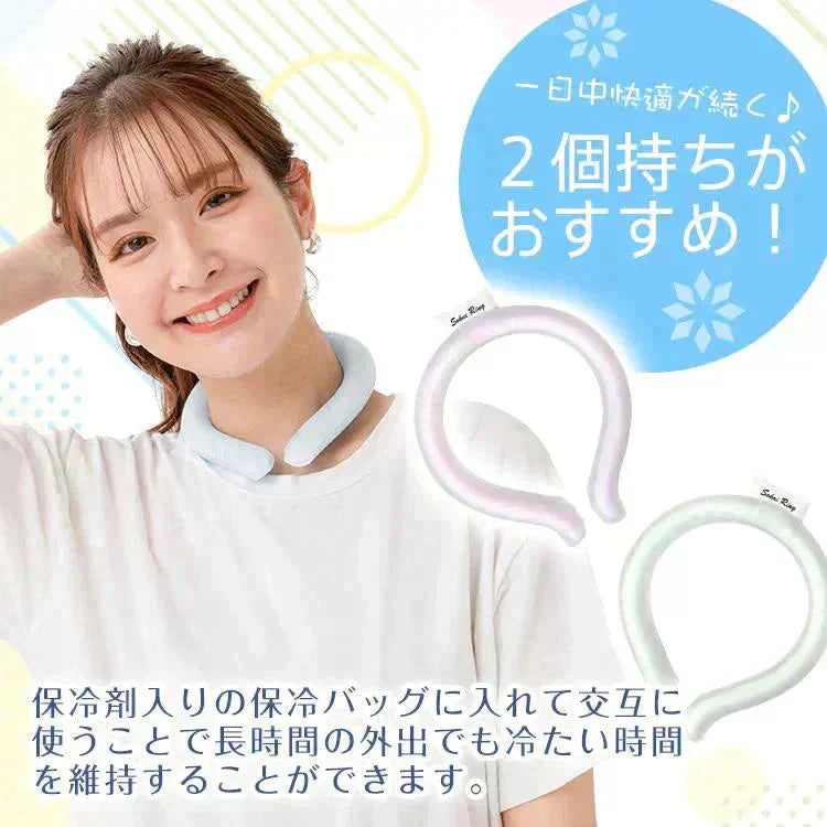 爽快リングW 「Lサイズグリーン2個セット」 2層構造 28℃ 凍結 クール 長持ち 熱中症対策