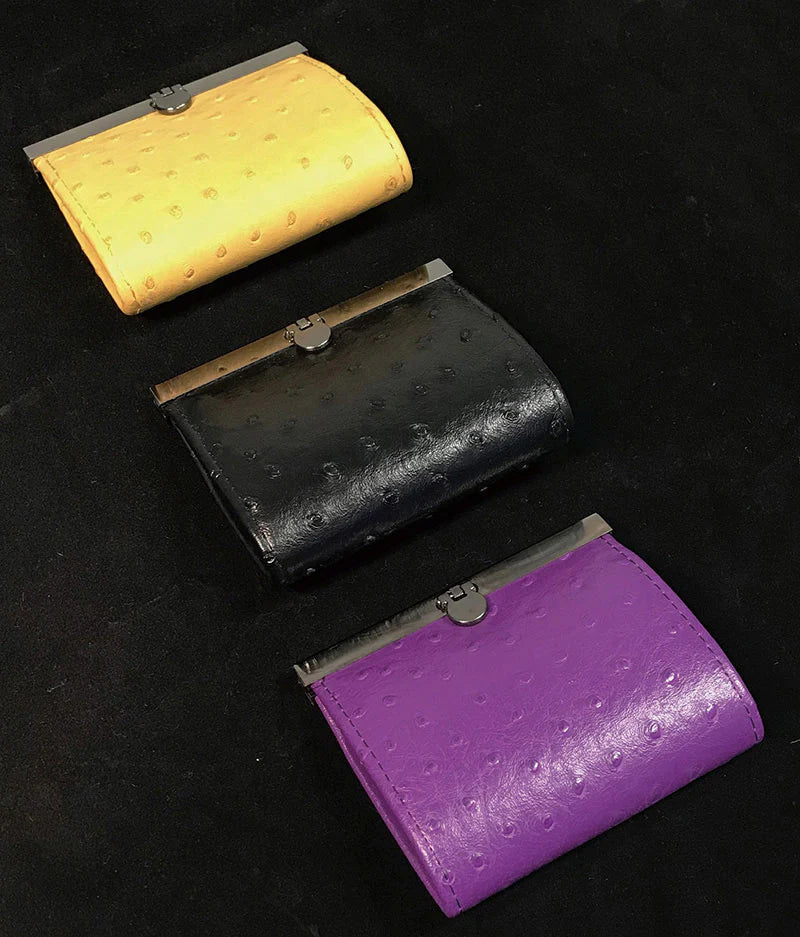 【パープル】カードケース ジャバラ 薄型 メンズ レディース 大容量 20枚 スマート オーストリッチ調 高級 がま口