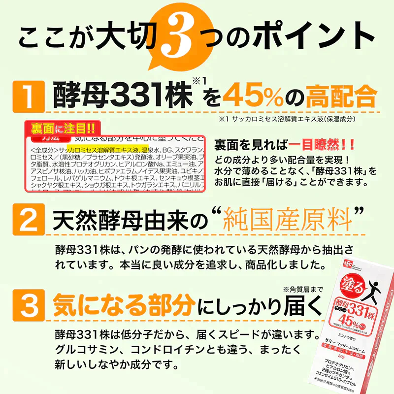 【送料無料】80g × 2本セット 塗る 酵母331株 45%配合 《サミー マッサージクリーム》
