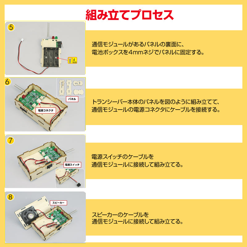工作キット 子供用 トランシーバー 2台セット 電池式 知育玩具 おもちゃ 無線 通話 自由研究 夏休み 冬休み 小学生 組み立て簡単 子供 キッズ 誕生日 プレゼント