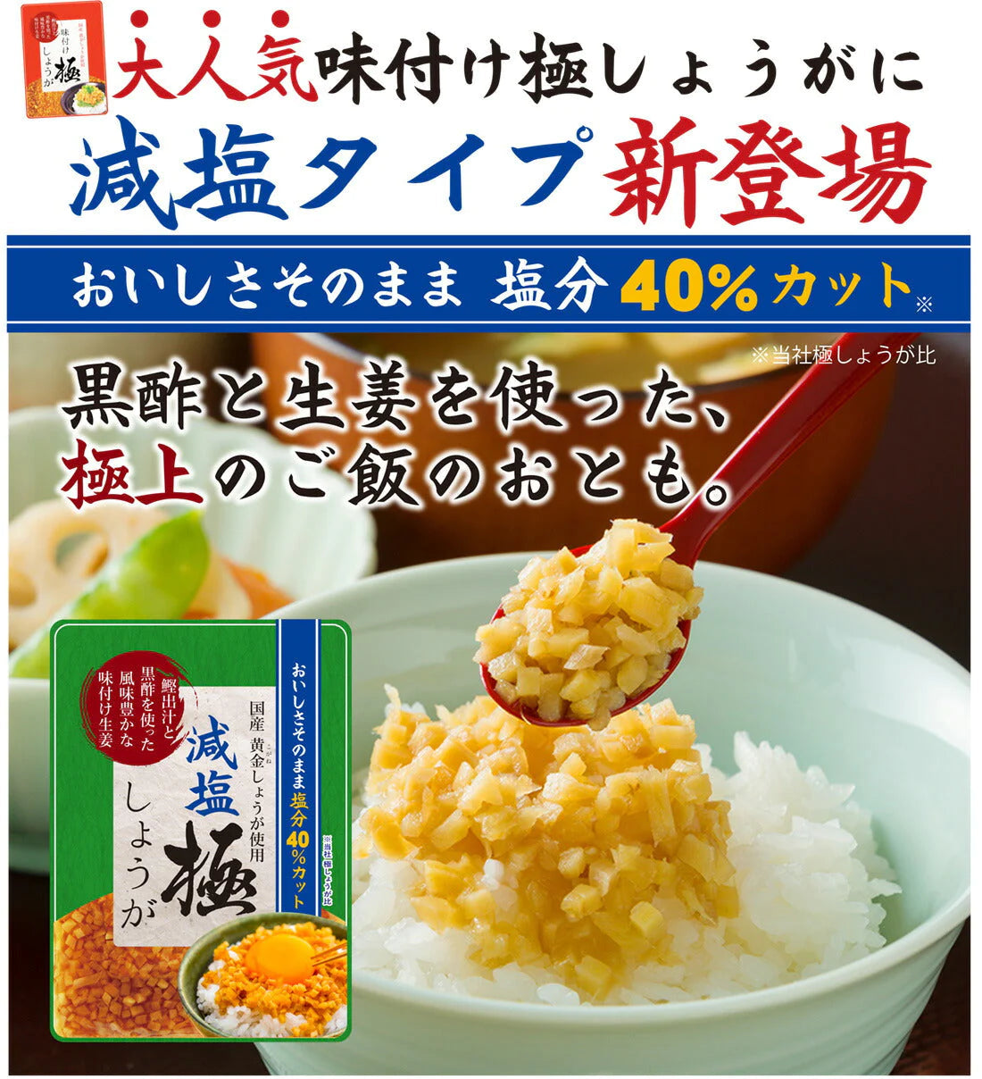 【送料無料】 減塩 サクサク味付け極しょうが 110g 【代引不可】 ふりかけ ご飯のお供 酢しょうが おかず生姜 万能調味料 生姜 しょうが ショウガ 国産