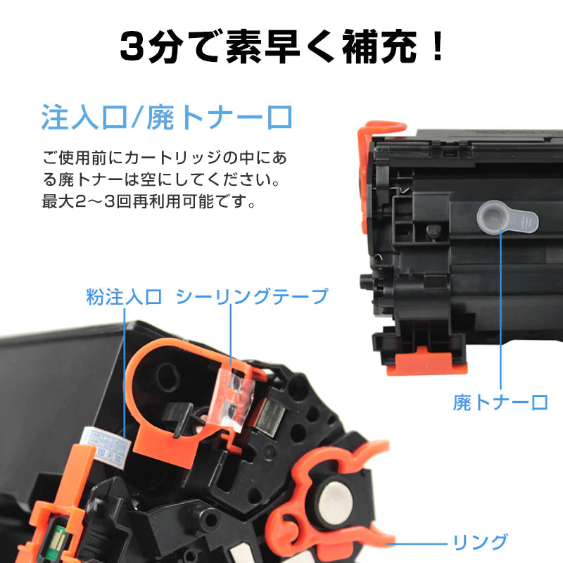 トナーカートリッジ1本と補充用トナー粉2本セット LBP6040 LBP6030用 CRG-325対応 Canon キヤノン 互換 大容量 詰め替え可能 リサイクル レーザープリンター