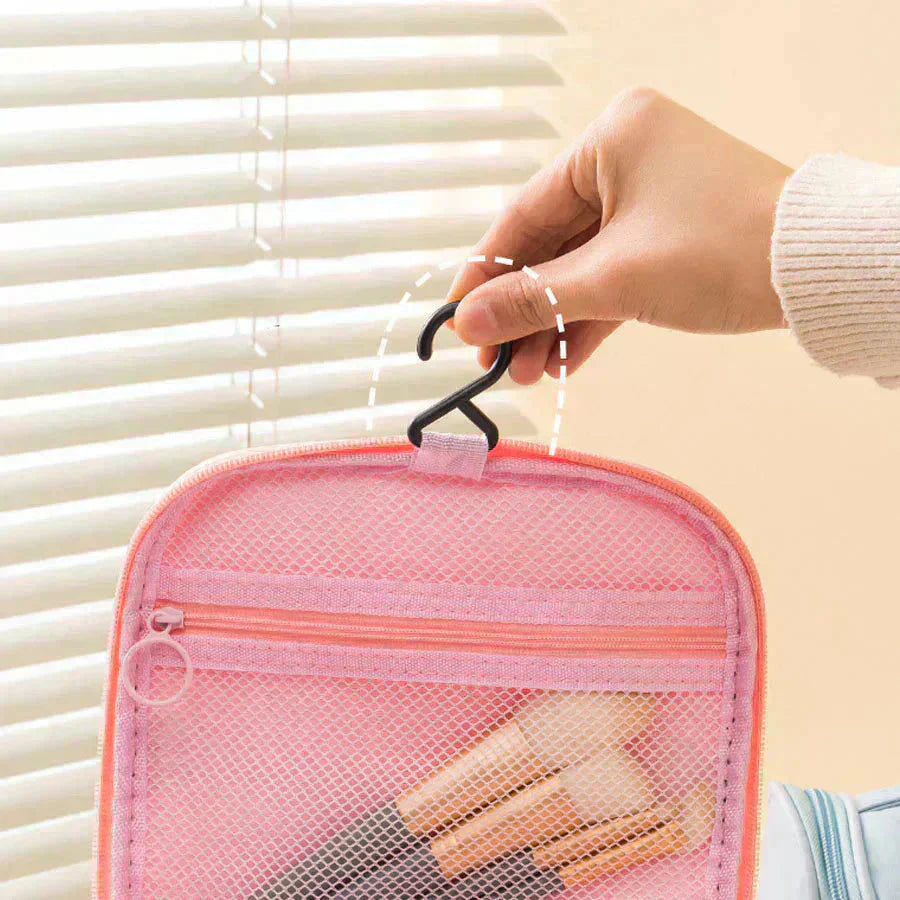 化粧ポーチ(ブルー) トラベルポーチ メイクポーチ コスメ バッグ 収納 小物 大容量 メイクバッグ 花柄 可愛い レディース おしゃれ 出張 旅行 修学旅行 卒業旅行