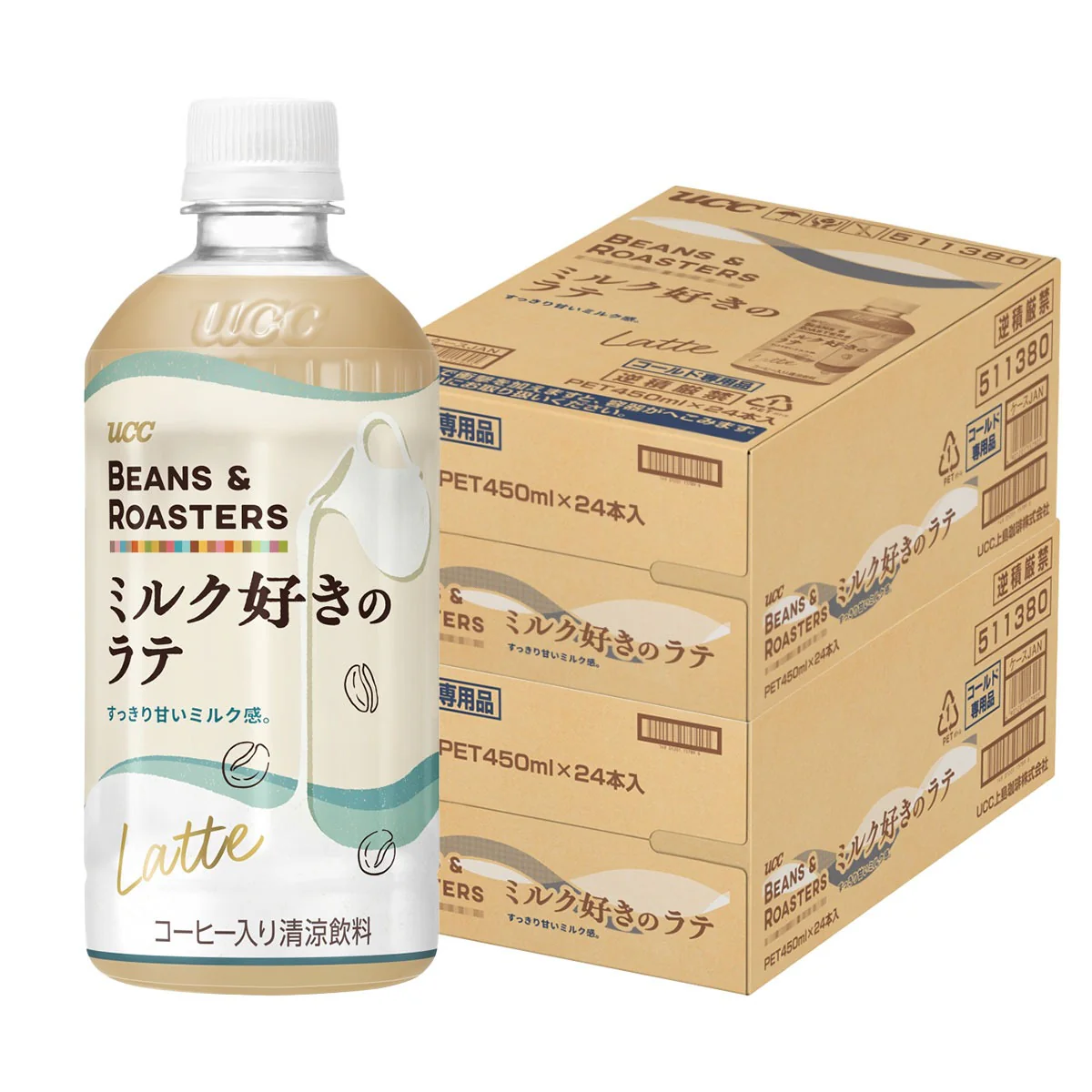 UCC 上島珈琲 BEANS & ROASTERS ミルク好きのラテ 450ml×2ケース/48本