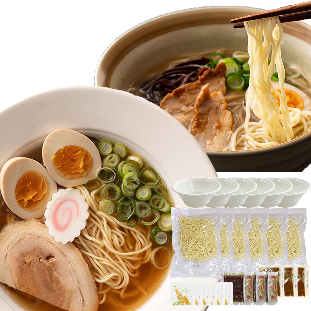 レンジでチンする 生ラーメン ♪2種類6食(各3食)セット(スープ&乾燥具材&カップ付き) ゆうパケット