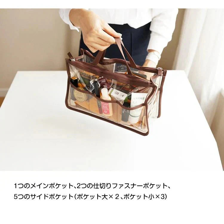 ◎9月上旬以内発送予定◎【オレンジ】 クリアバック 透明バック バックインバック ビニールバッグ 化粧ポーチ キャンプ 旅行 温泉 サウナ