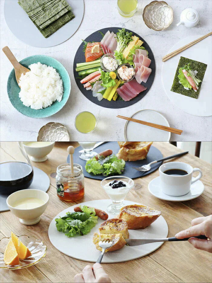 【ブラック】丸いまな板 丸型 丸い 黒 ブラック おしゃれ 食洗器対応 抗菌 耐熱 カットボード 黒 グレー アイボリー 日本製 伊原企販 / カットプレート Large