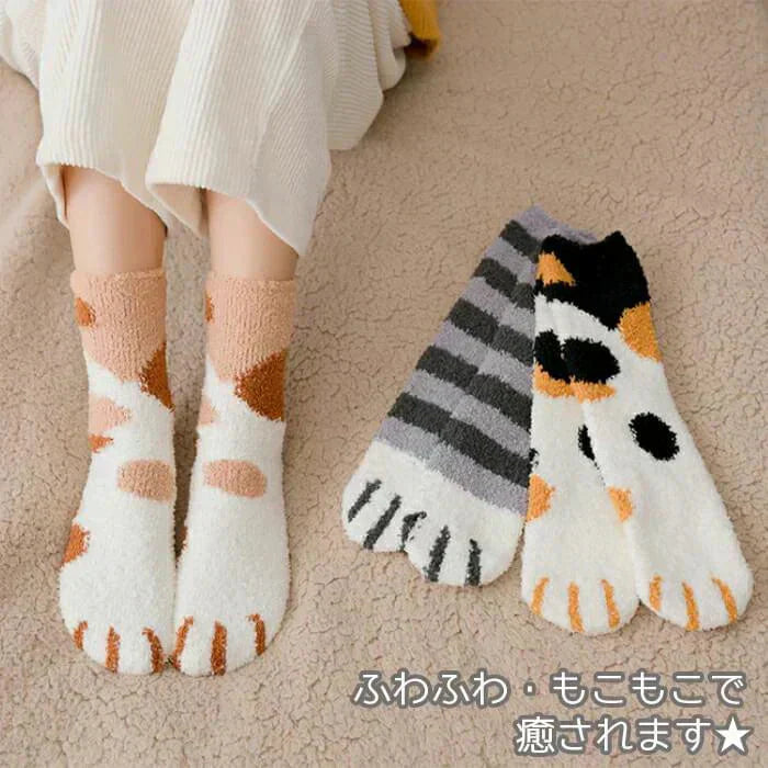 【予約商品・発送時期は商品説明に記載】もこもこ ルームソックス 靴下 6足セット 猫 ネコソックス かわいい 肉球 ねこ あったか 冷え取り 防寒 あったか くつ下 ソックス ネコグッズ 送料無料 ギフト 猫雑貨 プレゼント