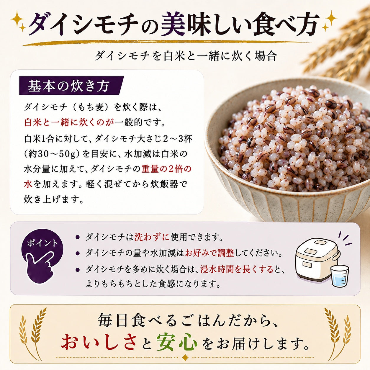 岡山県産 ダイシモチ/幻の紫もち麦 1kg 令和8年産