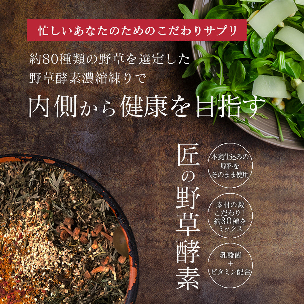 匠の野草酵素《約12ヶ月分》 送料無料 サプリ サプリメント 酵素 野草酵素 健康 スーパーフード 健康食品 野菜不足 乳酸菌 ダイエット 美容 ビタミン ビタミンC【大容量】