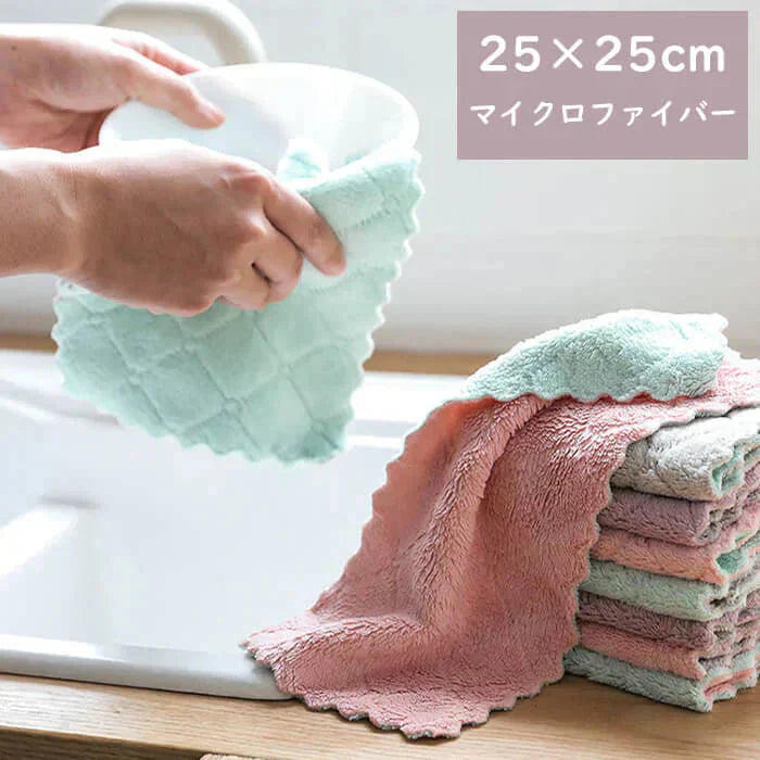 【予約商品・発送時期は商品説明に記載】キッチンクロス カラーランダム 10枚セット 25×25cm リバーシブル まとめ買い レンジクロス 布巾 油汚れ 台所 ふきん 台拭き クロス タオル 汚れ 掃除 キッチン 用品 マイクロファイバー 送料無料 ギフト プレゼント