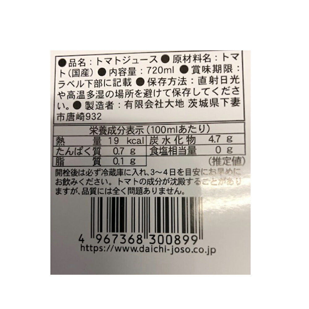 茨城 完熟トマト100%ジュ-ス「大地からの褒美」