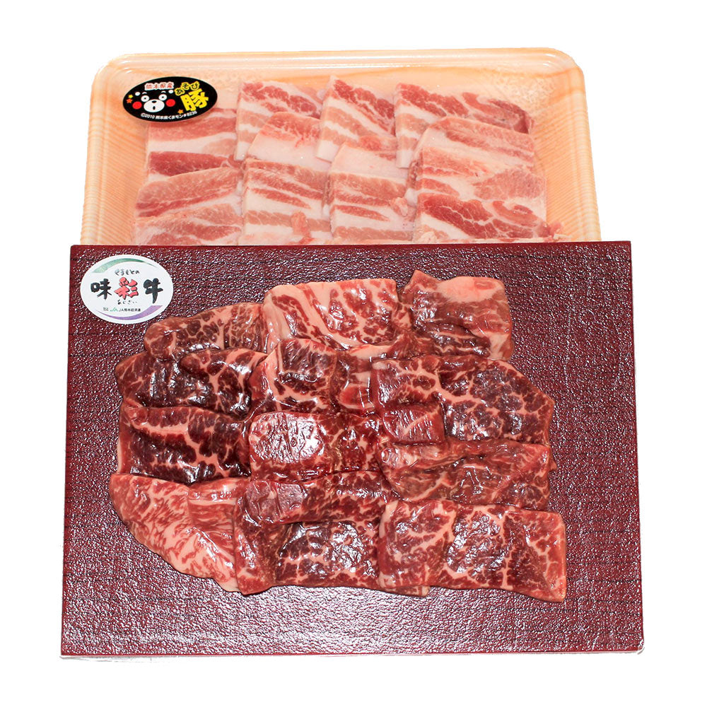 熊本県産味彩牛と肥後あそび豚焼肉 セット 計500g 豚肉【送料込み】