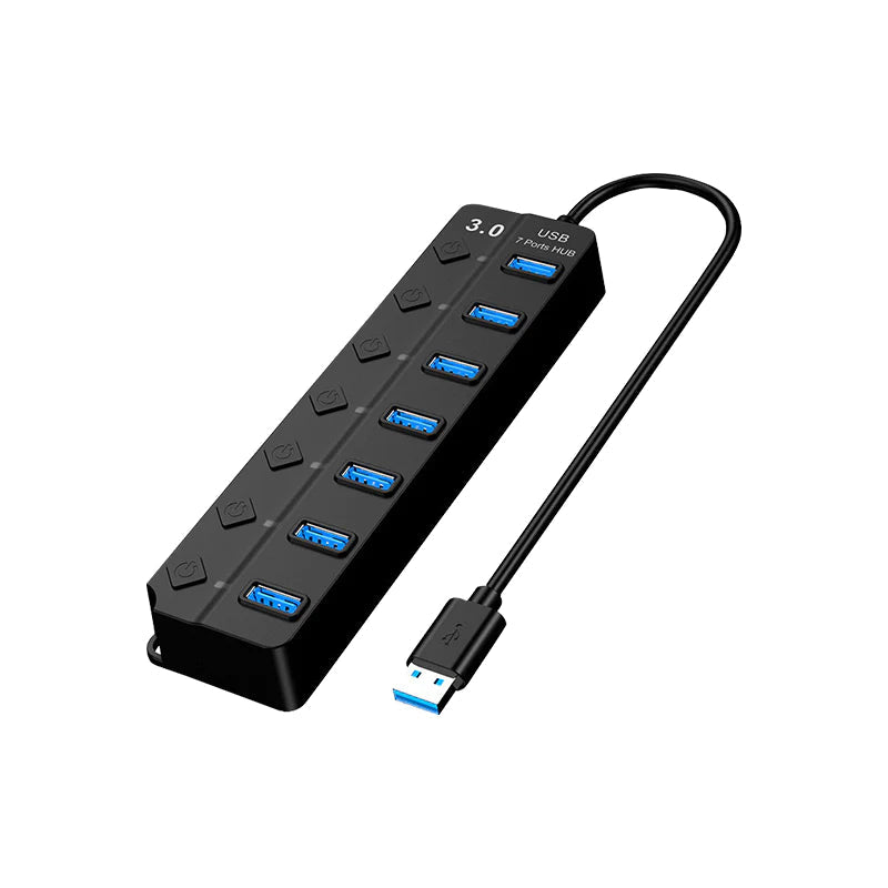 USBハブ USB3.0 7ポート USBコンセント 電源付き USBポート拡張 充電可 高速データ転送 独立スイッチ付き LEDライト付き 最大転送速度5Gbps パソコン