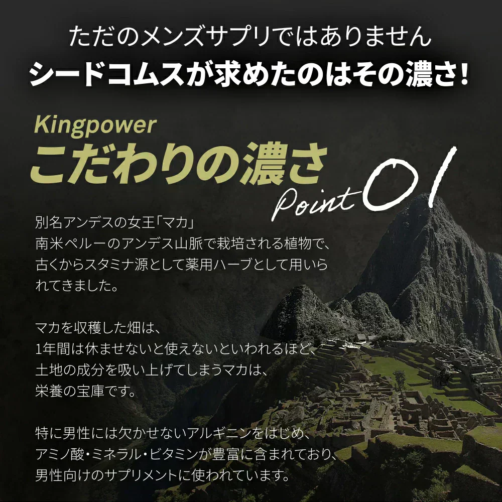キングパワー《約3ヶ月分》20倍濃縮マカ+100倍濃縮トンカットアリ配合 亜鉛 すっぽん アルギニン シトルリン サプリ サプリメント 男性【大容量】