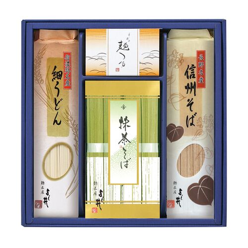 信州そば・細うどんセット(抹茶そば 80g×4、信州そば 120g×1、細うどん 120g×1)