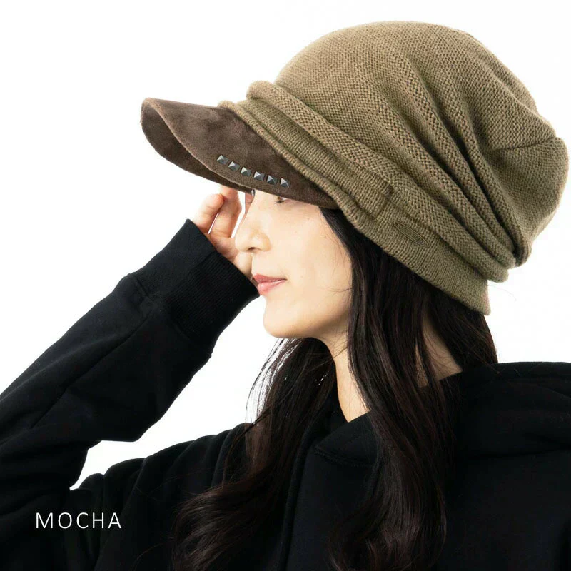 【ブラック】【商品名:アクセントニットキャスケット】