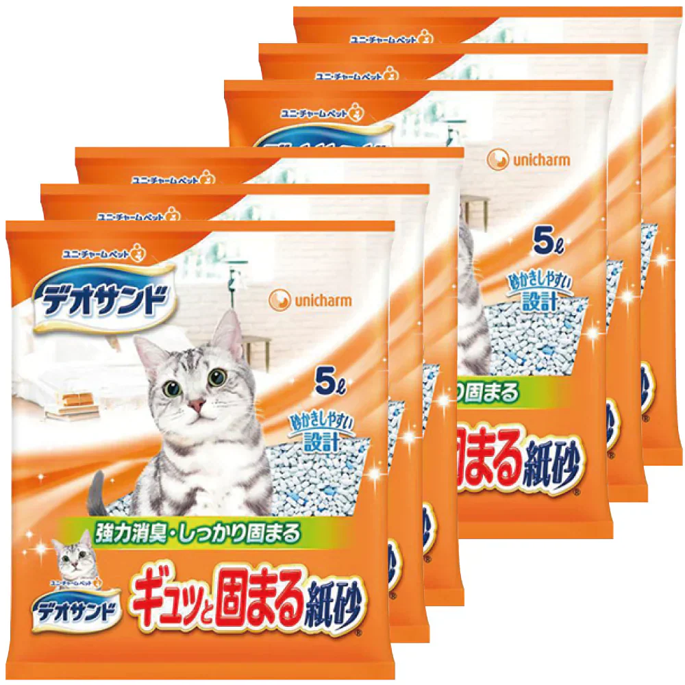 デオサンド ギュッと固まる紙砂 5L 6袋 1箱ケース販売