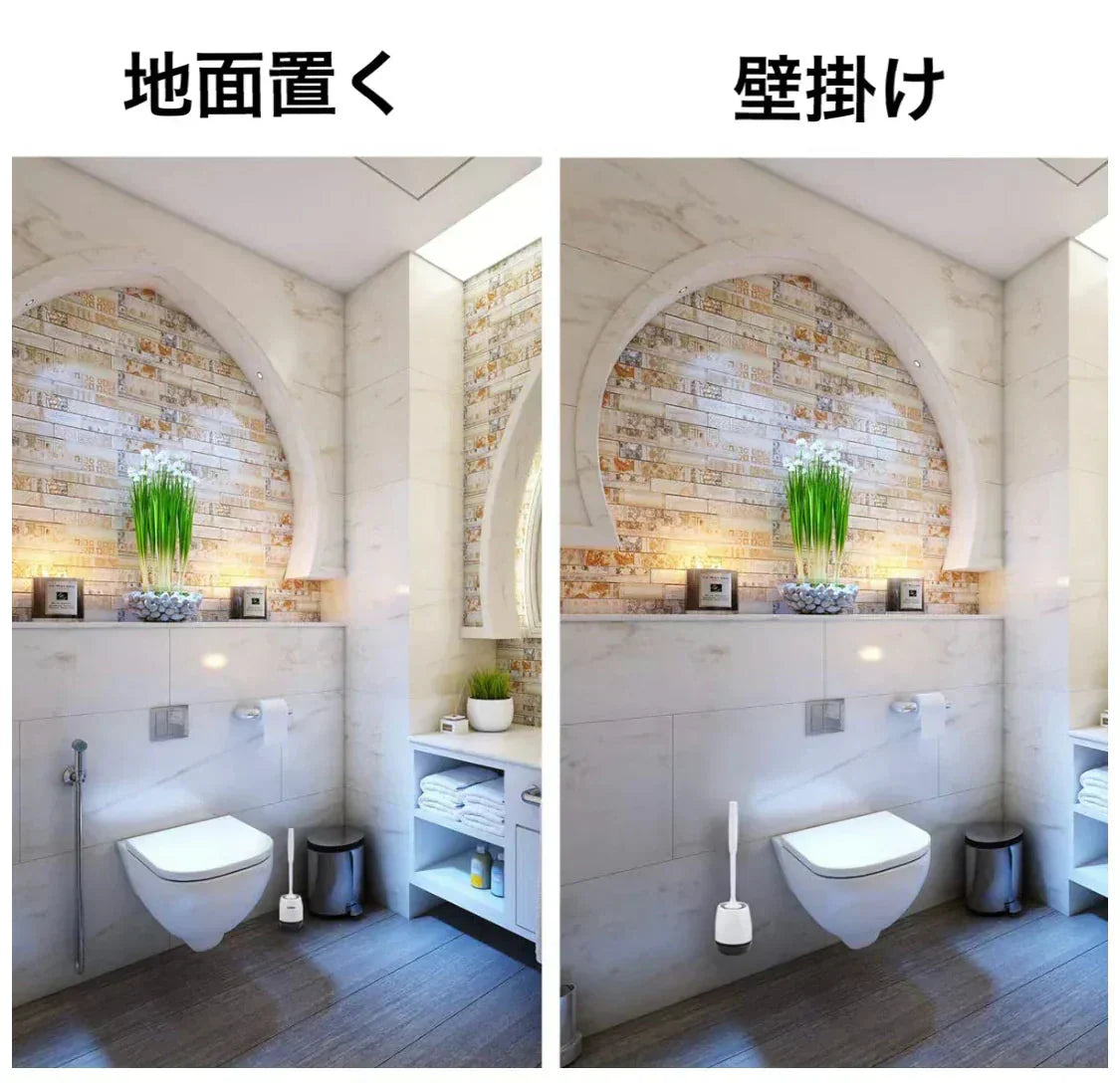 即納商品 トイレブラシ 柔らかい地面式 掃除ブラシ 収納ケース付き コンパクト TPR材質 トイレ掃除 傷つけない 用品 衛生トイレ掃除 トイレ掃除 掃除ブラシ(w073A)グレー