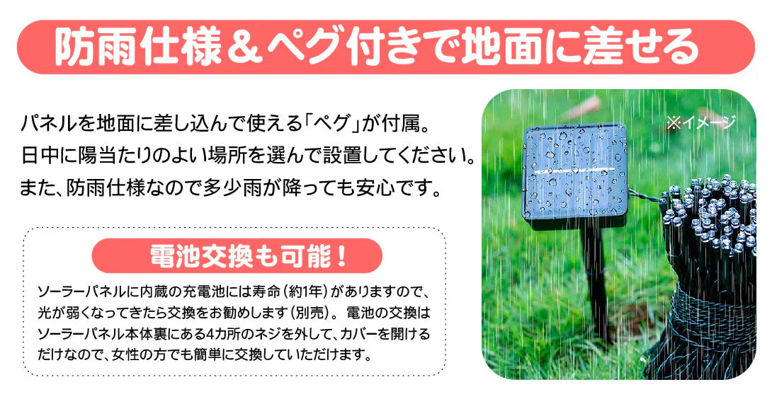 LEDストレートライトジュエリー暖色100球10m