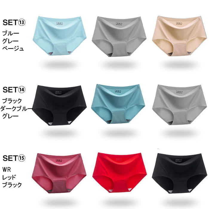 【セット13、Mサイズ】シームレスショーツ 3枚セット パンツ【ydk043-3p-bl-gy-bg-m】