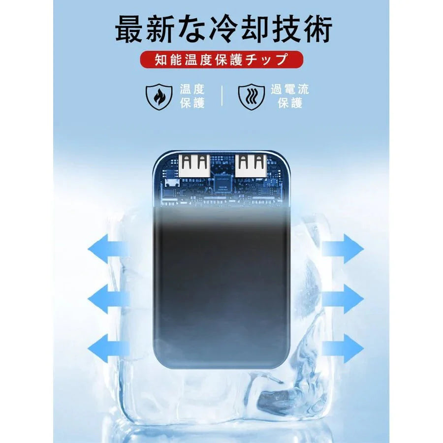 人気商品!【ブラック】モバイルバッテリー 6800mAh 大容量 超小型 ミニ型 超薄型 軽量 最小最軽最薄 急速充電 USB2ポート 楽々収納 携帯充電器 コンパクト スマホ充電器 PL保険