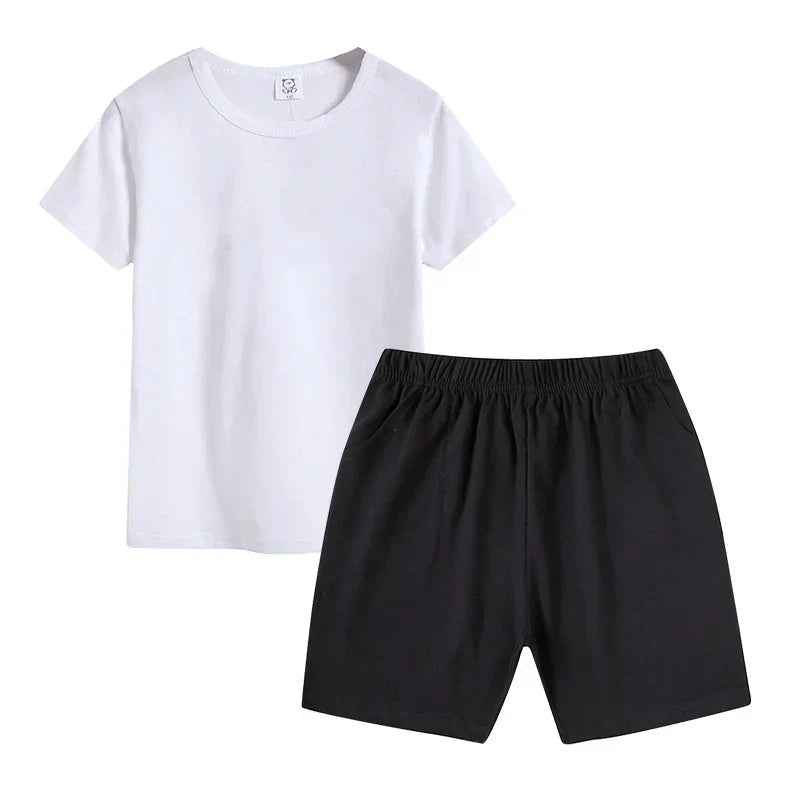 半袖Tシャツ ハーフパンツ 2点セット ブラック 100cm 子供 100 110 120 130 140 150 160 体操服 学生 運動会 男子 女子 幼稚園 小学生 半ズボン 短パン 無地 綿 吸汗速乾