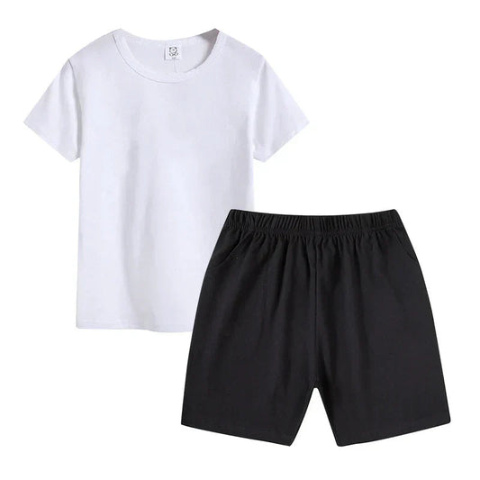 半袖Tシャツ ハーフパンツ 2点セット ブラック 100cm 子供 100 110 120 130 140 150 160 体操服 学生 運動会 男子 女子 幼稚園 小学生 半ズボン 短パン 無地 綿 吸汗速乾