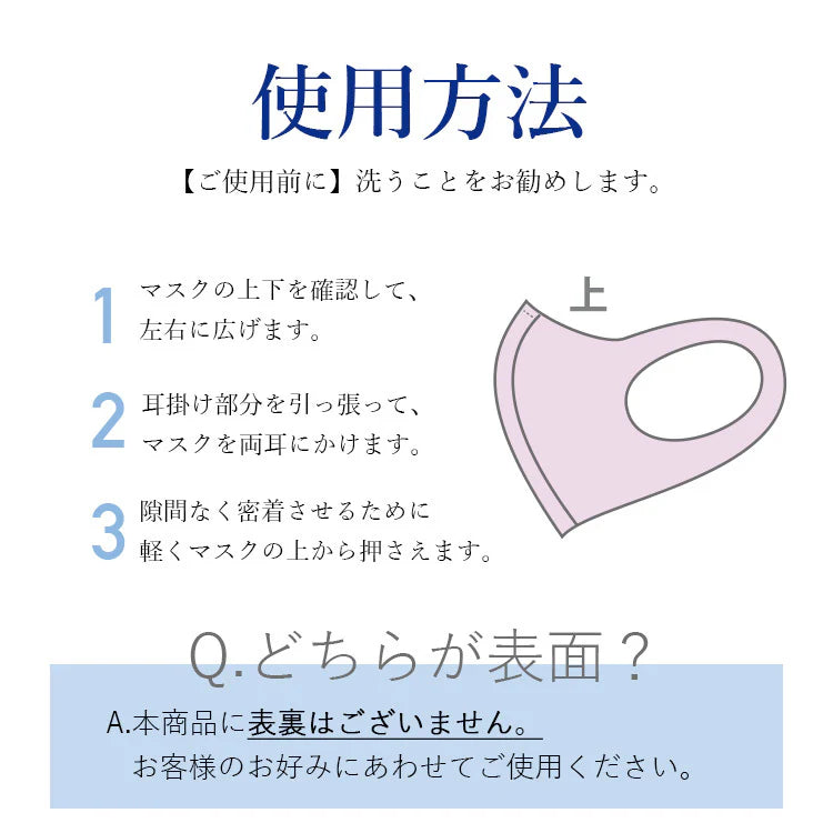 【日本製】(3枚組)洗える肌にやさしい抗菌防臭UVカットストレッチマスク 耳が痛くならない
