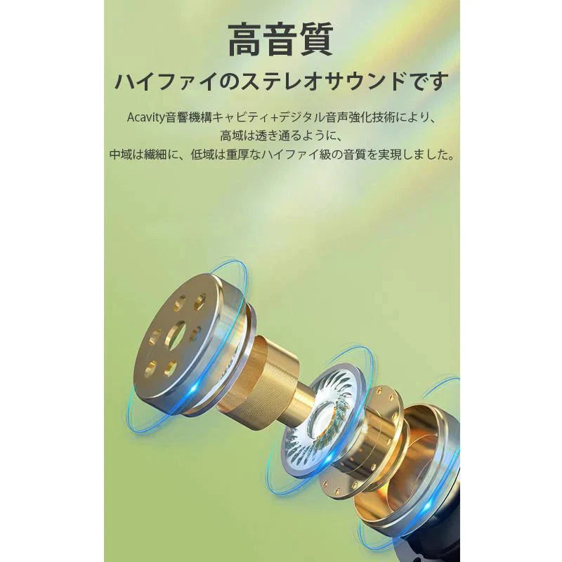 bluetooth イヤホン 耳を塞がない ワイヤレス ランニング オープンイヤー ワイヤレスイヤホン ジョギング イヤーカフイヤホン 耳掛け式 マイク 高音質 w624B(ブラック+グリーン)