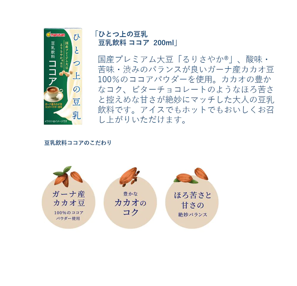 ひとつ上の豆乳 ココア 200mlx24本x3ケース 72本セット マルサンアイ