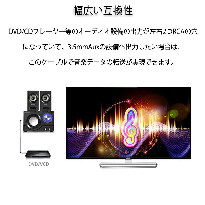 3.5mmメス RCAオス変換アダプタ RCAデュアルプラグ⇔3.5mmAUXジャック 変換ケーブル 40cm AV 2Pin スピーカー マイク オーディオ設備の接続 ステレオ