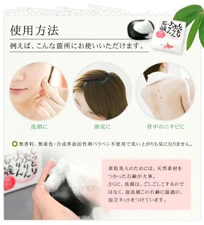 登別温泉 しっとりぷりんぷりん石鹸100g 熊笹 茶エキス 熊笹竹炭 鮭コラーゲン アンチエイジング ニキビ 全身 洗顔