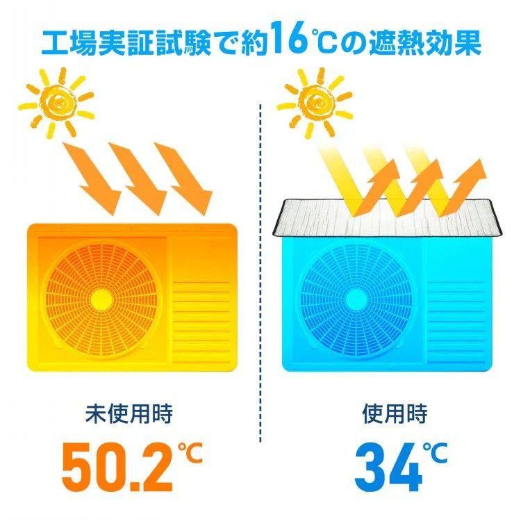【2枚セット】室外機カバー エアコン 室外機遮熱シート アルミ マグネット 日よけ 劣化防止 省エネ 保護カバー 遮熱 断熱 節電 雨・雪・風・埃よけ 簡単取付け