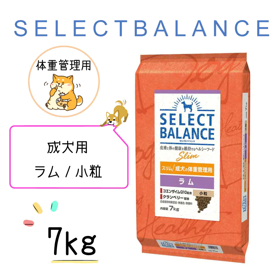 セレクトバランス スリム ラム 小粒 成犬 体重管理用 7kg ドッグフード ドライフード 低カロリー
