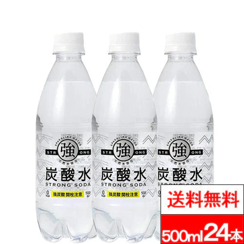 【送料無料】 【1ケース】 友桝飲料 強炭酸水 500ml 24本 プレーン 友桝 炭酸 無糖 無糖炭酸 国産 ソーダ