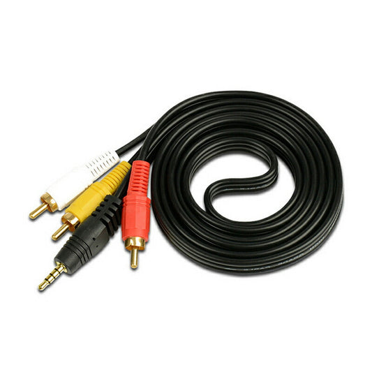 RCAケーブル 3.5mmオス RCAオス 赤白黄3端子 1.5m 変換ケーブル 4極 3.5mm AUX 端子 変換アダプタ 1.5m AV 2Pin スピーカー アンプ 設備の接続
