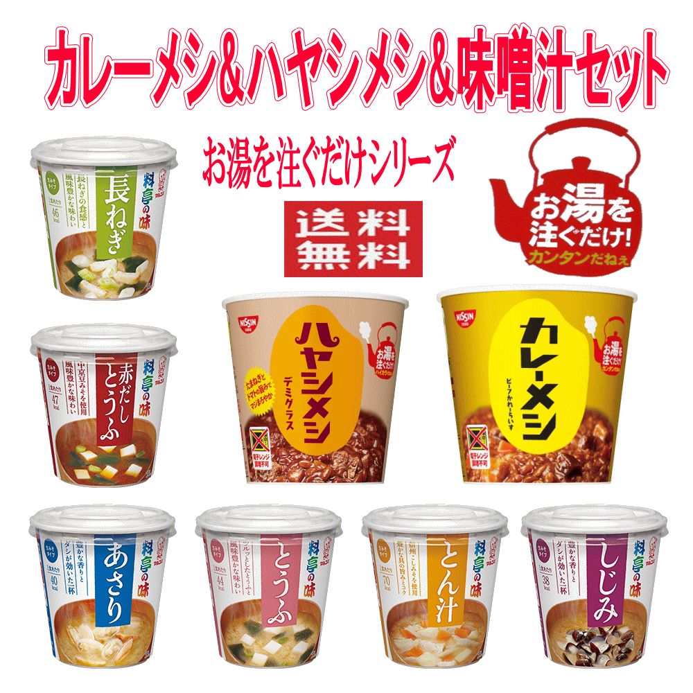 ご飯に味噌汁日清食品 熱湯タイプ カレーメシ ハヤシメシ マルコメ カップみそ汁 24個セット 送料無料 おまけ付き