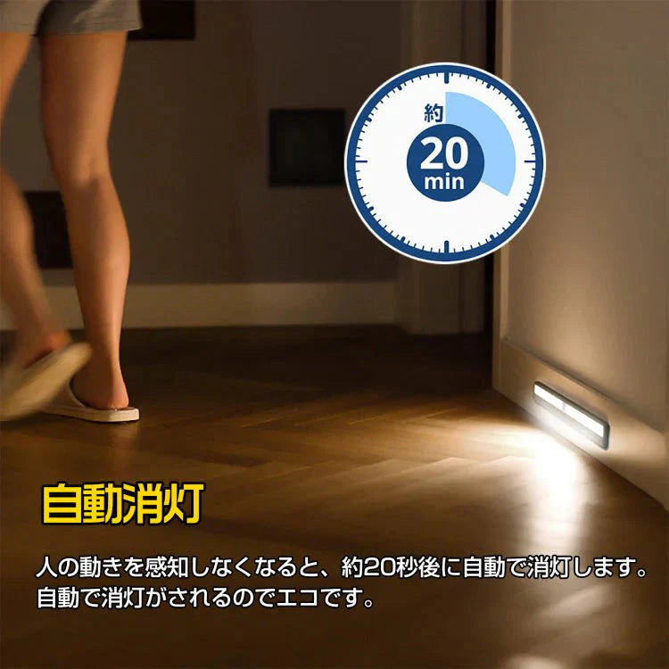 LEDセンサーライト昼白色 電池式 人感センサー 感知 自動 照明 ライト sl073