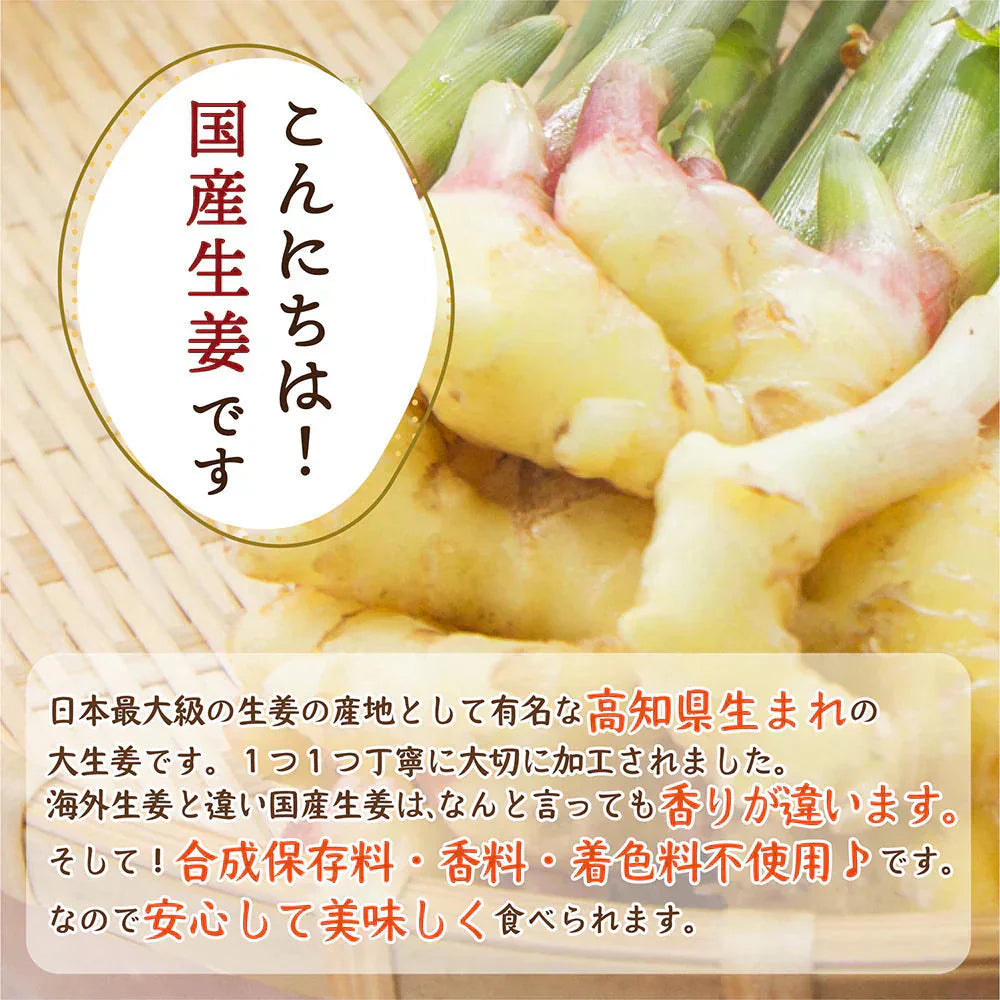 高知県産 生姜糖 100g ドライフルーツ 希少な純国産 送料無料 紅茶 おしゃれスイーツ チャック付きで開封後も便利 しょうが ジンジャー