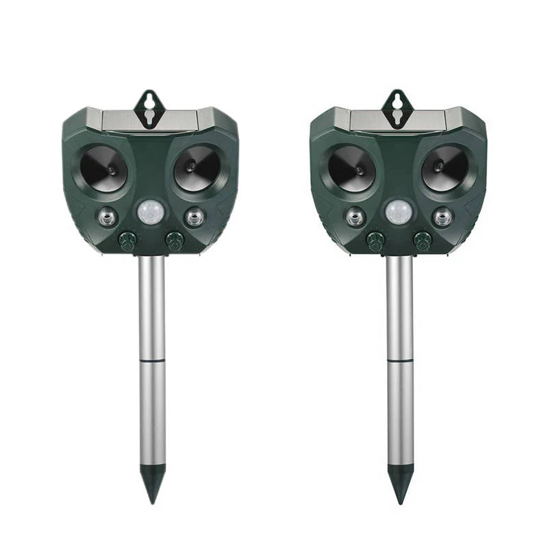 猫よけ 2台セット 超音波動物撃退 光 動物避け 動物糞尿対策 害獣 庭 駐車場 ソーラー式&USB充電可能 動物被害 猫 犬 ネズミ キツネ 鳥 猫 イノシシよけ 安い