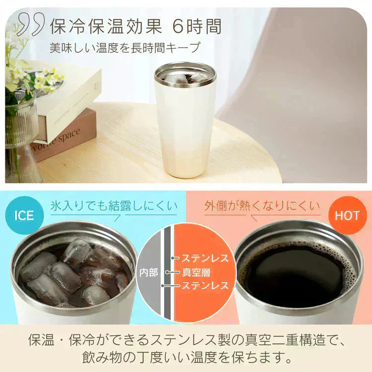 タンブラー 「グラデーション・ピンク」 蓋付き ストロー付き 水筒 600ml 大容量 保温 保冷 こぼれない コーヒーボトル マグボトル ステンレス 真空断熱 持ち運び
