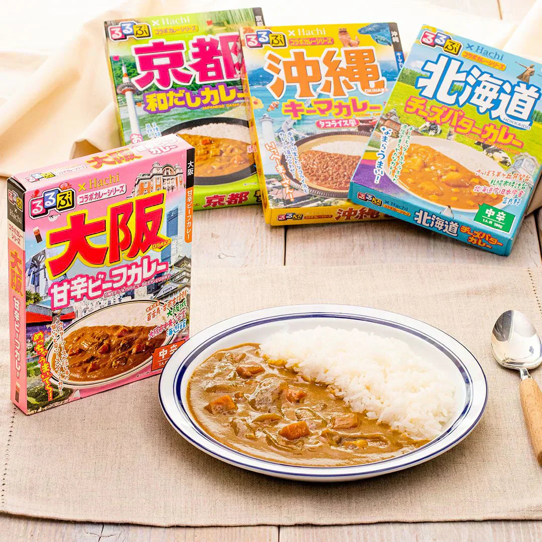 るるぶ レトルトカレー 10個セット ハチ食品 全国ご当地 12種類から10種類 北海道 青森 金沢 横浜 小笠原 京都 大阪 神戸 広島 博多 鹿児島 沖縄