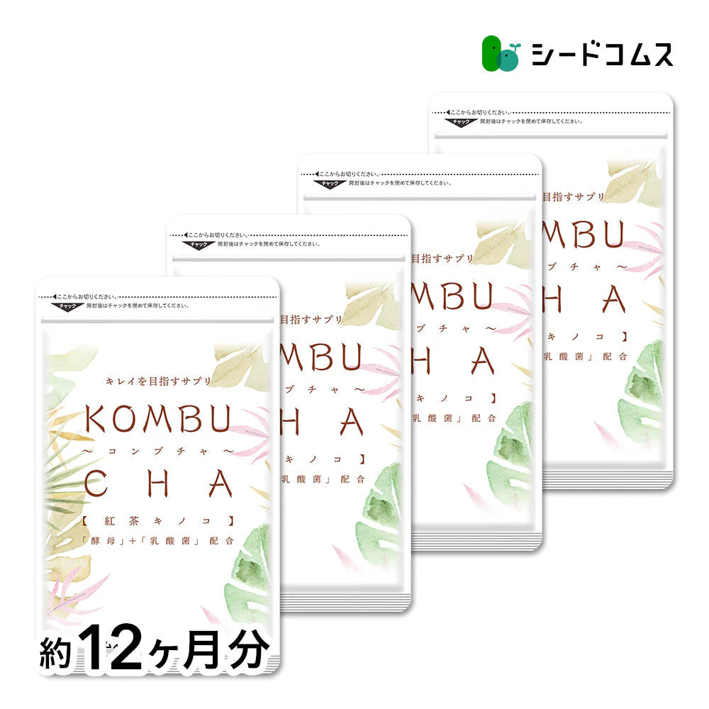 コンブチャ《約12ヶ月分》ダイエット サプリ サプリメント 美容 健康 酵素 乳酸菌  紅茶キノコ 酵母 ビタミンD 葉酸 ビタミンC ビタミンB 大豆ペプチド【大容量】