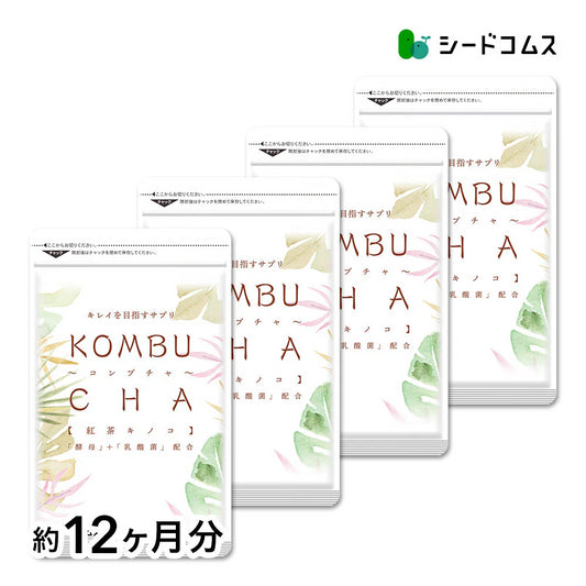 コンブチャ《約12ヶ月分》ダイエット サプリ サプリメント 美容 健康 酵素 乳酸菌  紅茶キノコ 酵母 ビタミンD 葉酸 ビタミンC ビタミンB 大豆ペプチド【大容量】