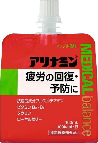 アリナミン メディカルバランス アップル風味 100ml パウチ 72個 (36個入×2 まとめ買い) 栄養ドリンク 疲労回復 ゼリー飲料 フルスルチアミン